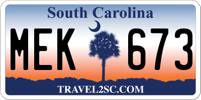 SC license plate MEK673