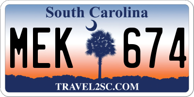 SC license plate MEK674