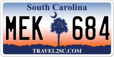 SC license plate MEK684