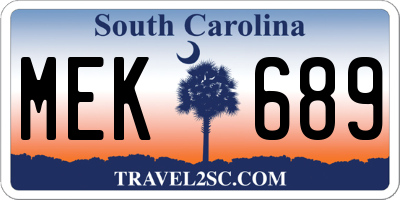 SC license plate MEK689