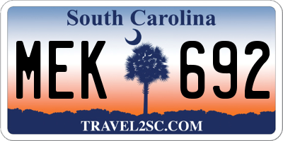 SC license plate MEK692