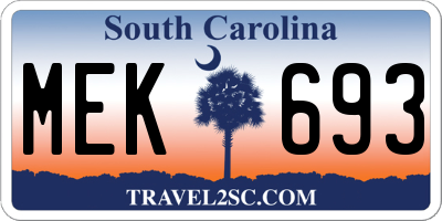 SC license plate MEK693