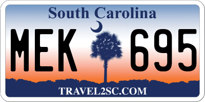 SC license plate MEK695