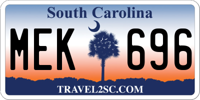 SC license plate MEK696