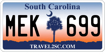 SC license plate MEK699