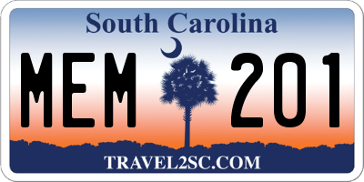 SC license plate MEM201