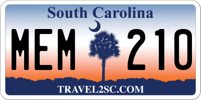 SC license plate MEM210