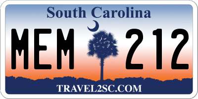 SC license plate MEM212
