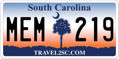 SC license plate MEM219