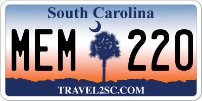 SC license plate MEM220