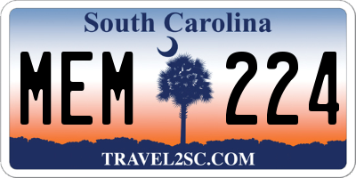 SC license plate MEM224