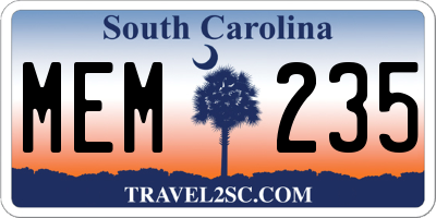SC license plate MEM235