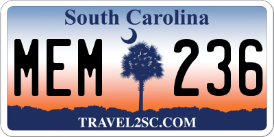 SC license plate MEM236