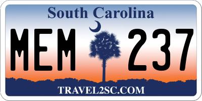 SC license plate MEM237