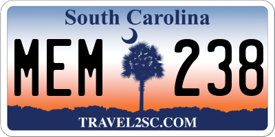 SC license plate MEM238