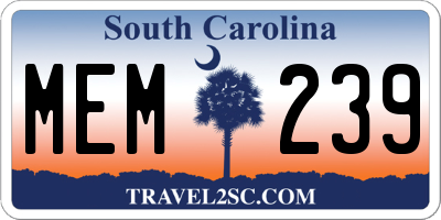 SC license plate MEM239