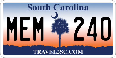 SC license plate MEM240