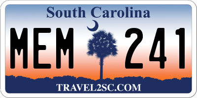SC license plate MEM241