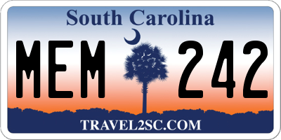 SC license plate MEM242