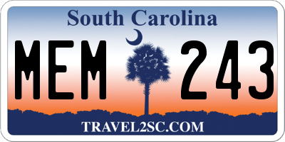 SC license plate MEM243