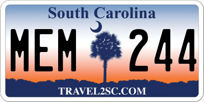 SC license plate MEM244