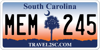 SC license plate MEM245