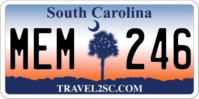 SC license plate MEM246