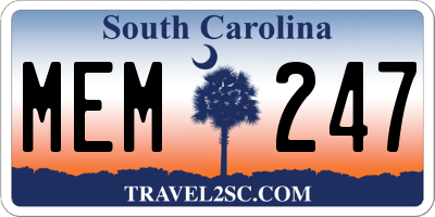 SC license plate MEM247