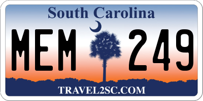 SC license plate MEM249