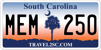 SC license plate MEM250