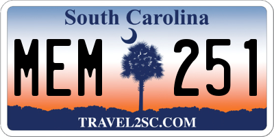 SC license plate MEM251