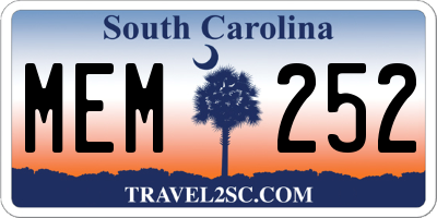 SC license plate MEM252