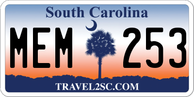 SC license plate MEM253