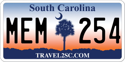 SC license plate MEM254