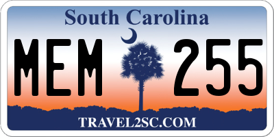 SC license plate MEM255