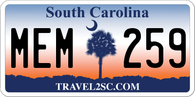 SC license plate MEM259
