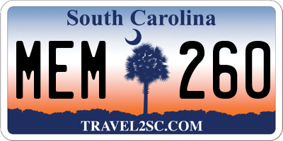 SC license plate MEM260