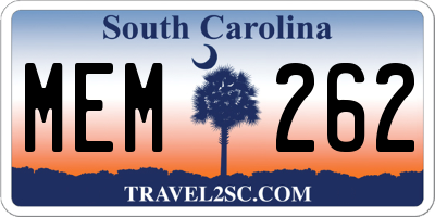 SC license plate MEM262