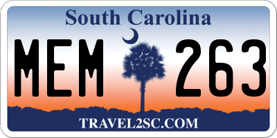 SC license plate MEM263