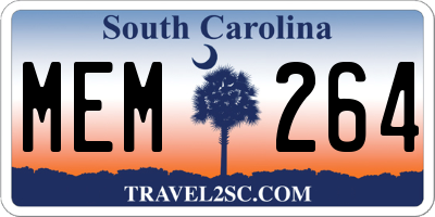 SC license plate MEM264
