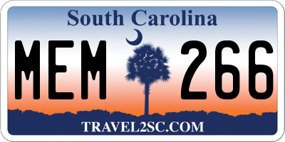 SC license plate MEM266