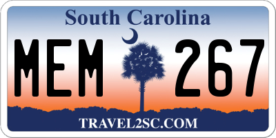 SC license plate MEM267