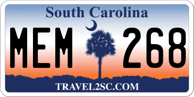 SC license plate MEM268