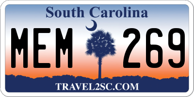 SC license plate MEM269