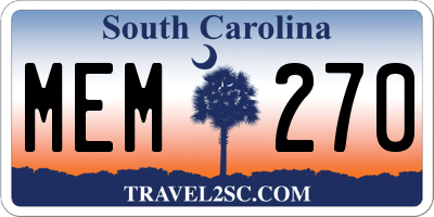 SC license plate MEM270