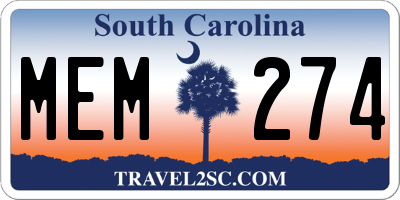 SC license plate MEM274