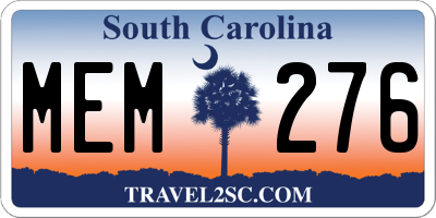 SC license plate MEM276