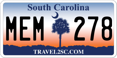 SC license plate MEM278