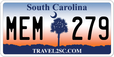 SC license plate MEM279