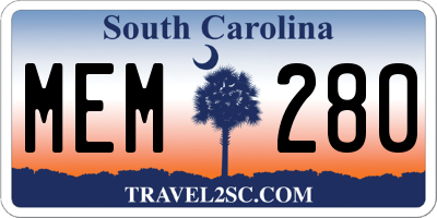 SC license plate MEM280
